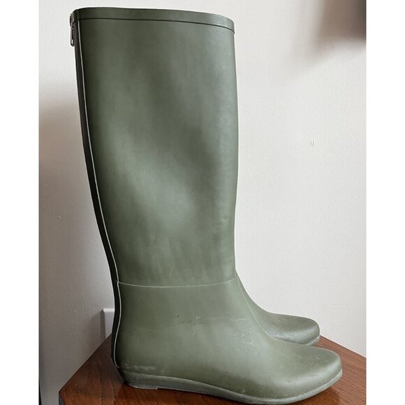 loeffler Randall Green Rubber Knee-high Rain Boots Size 8 Women’s - Picture 2 of 11